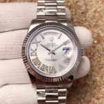 High Quality Copy Rolex Day-Date 40MM Watch MingZhu Movement Fluted Bezel Roman Face